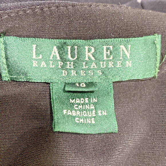 Lauren Ralph Lauren Black White Polka Dot Cocktail Dress Sleeveless 10 Waist Tie - Picture 8 of 10